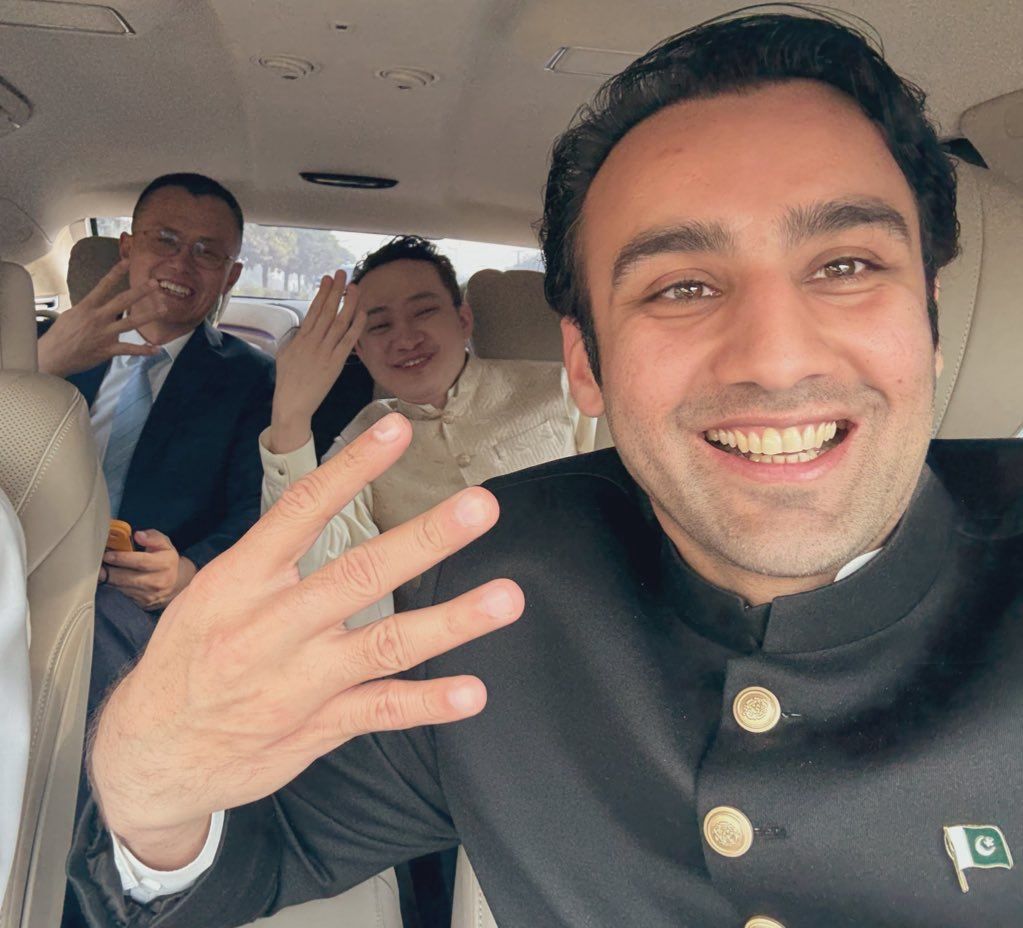 Bilal hosting CZ of Binance and Justin Sun of Tron in Pakistan